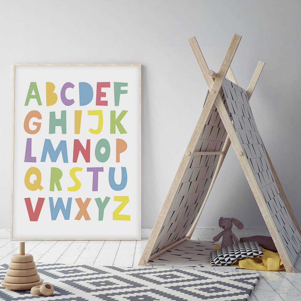 rainbow abc wall print