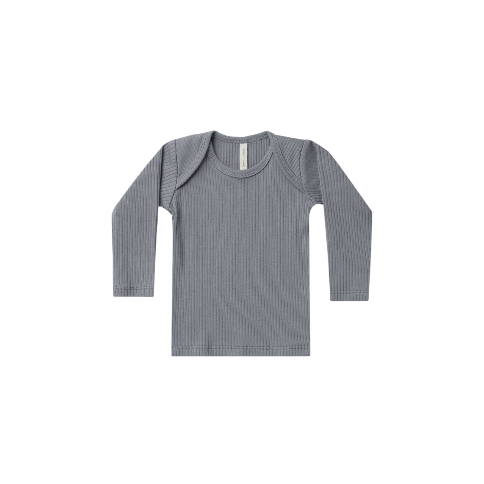 ribbed longsleeve tee in washed indigo