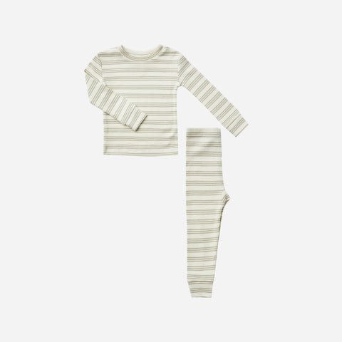 ribbed pajama set in agave stripe