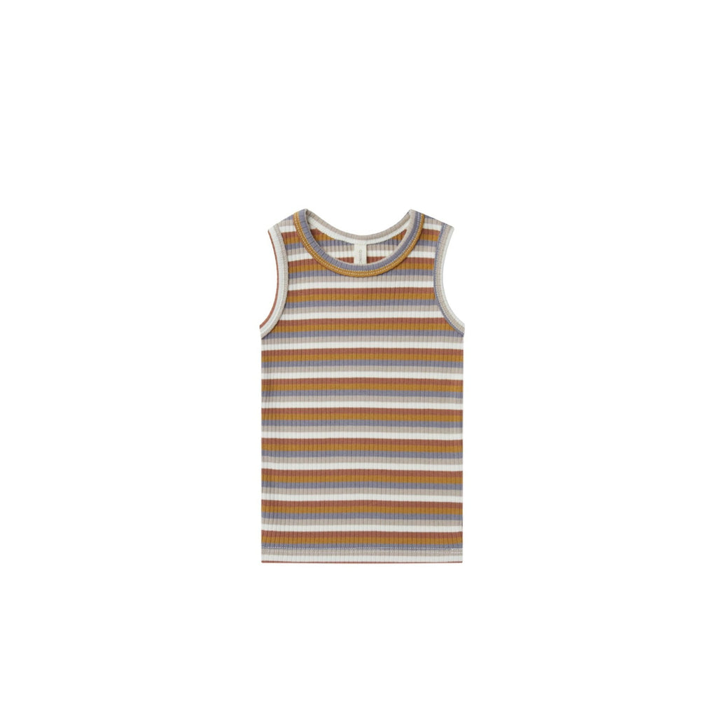ribbed tank top in multi-stripe