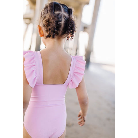 riley ruffle one piece suit in pink