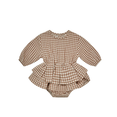 rosie romper in cocoa gingham