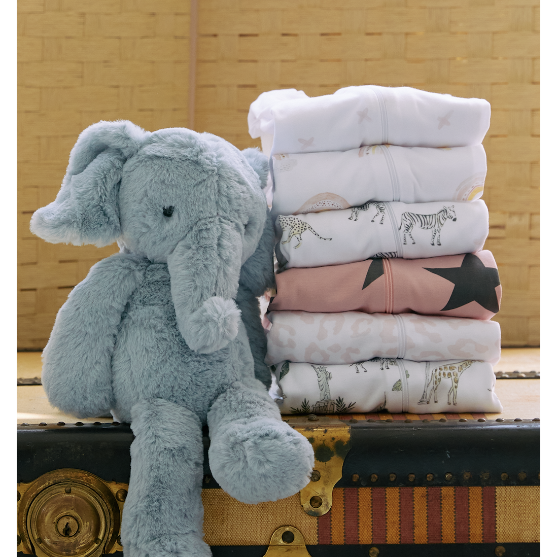 sahara sunset + black star zipper romper