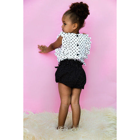 sarah ruffle shirt in polka dot