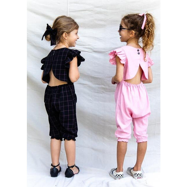 scarlet romper in rose linen