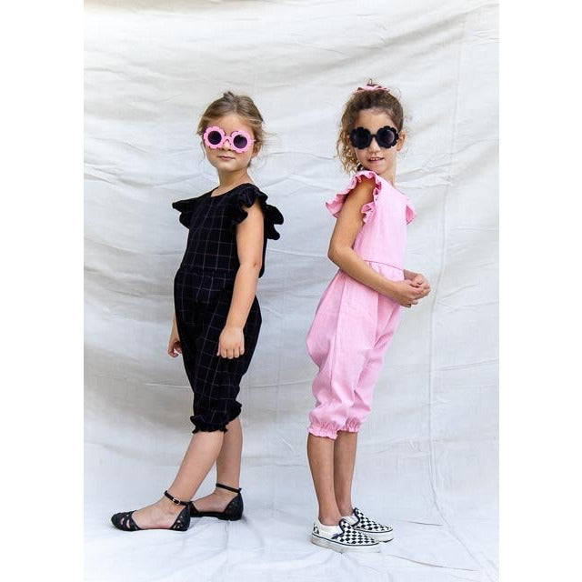 scarlet romper in rose linen