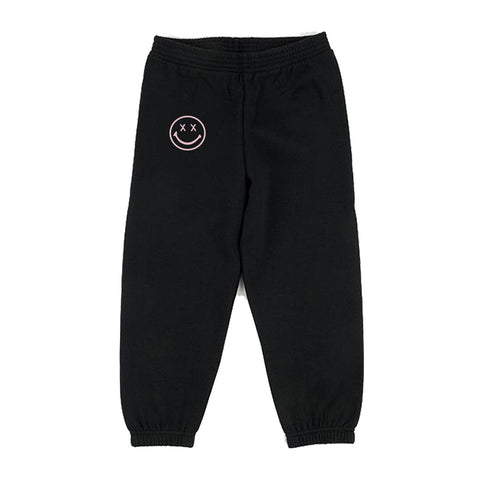 smiley sweatpants in black & pink