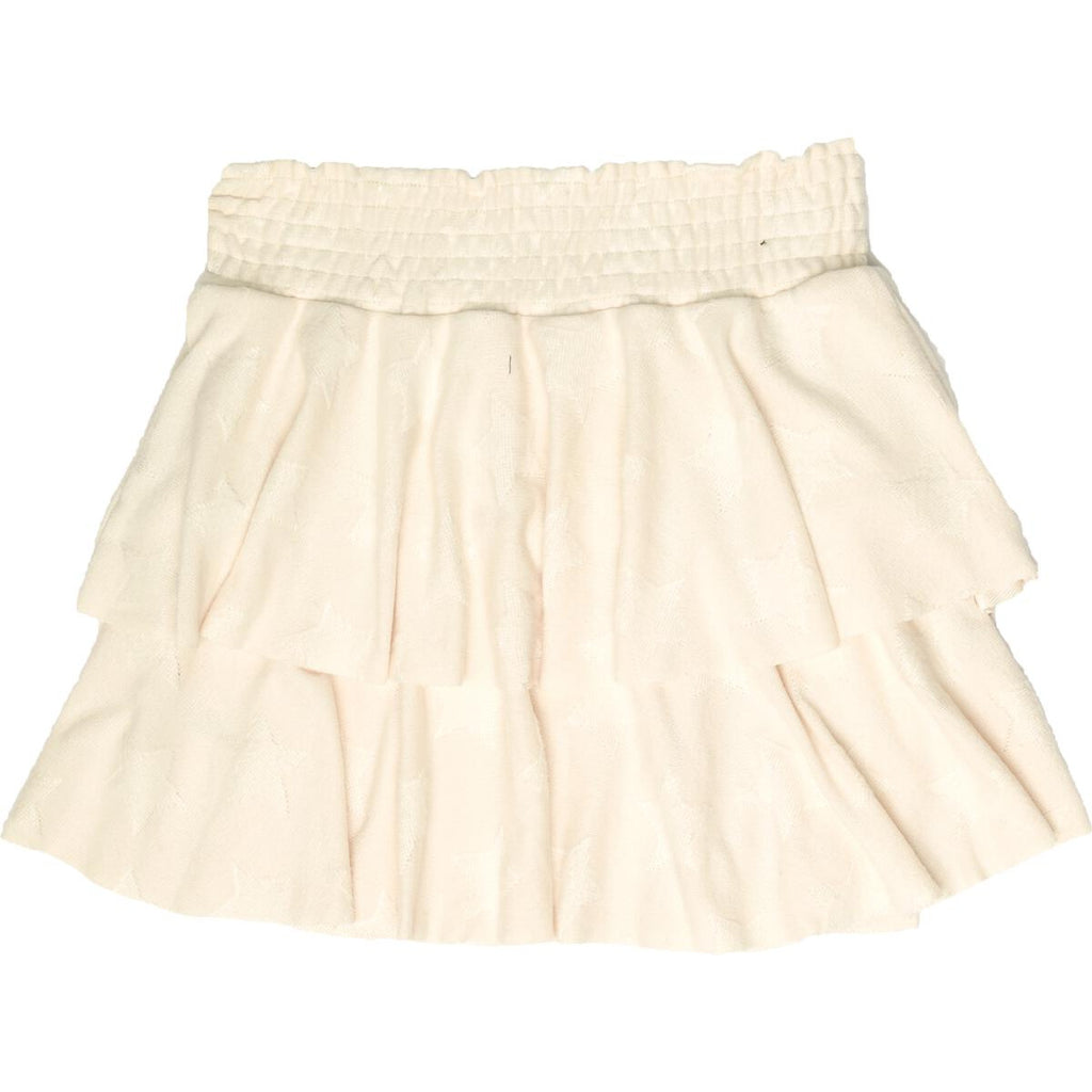star knit smocked skirt in cream