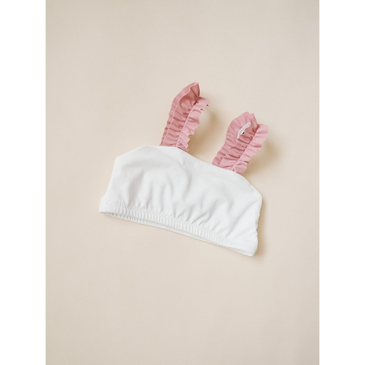 strap bandeau bikini set in white rose