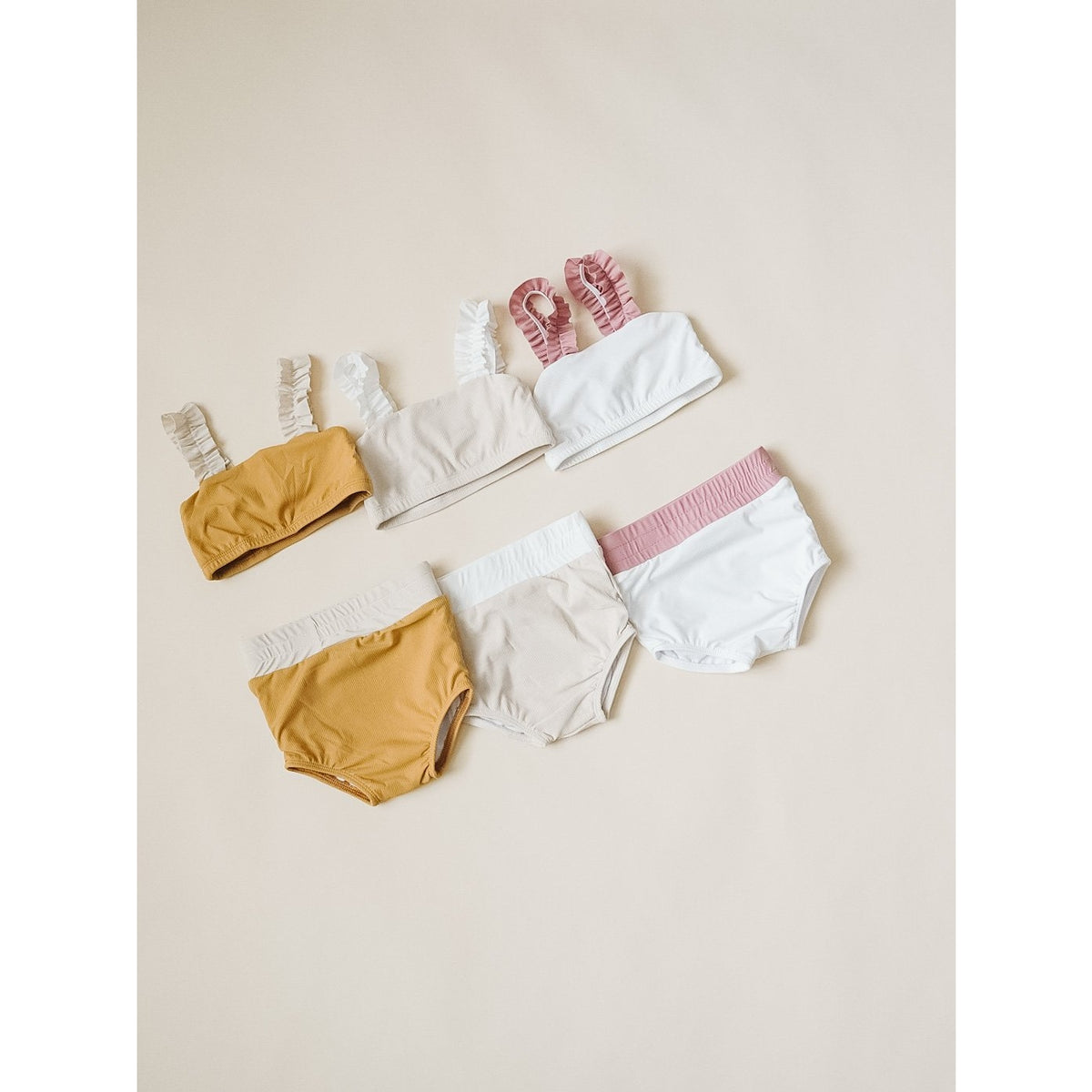 strap bandeau bikini set in white rose