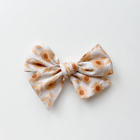 summer print bow clip in sunflowers
