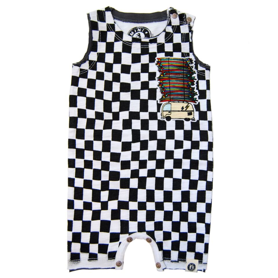 surf bus checkered romper