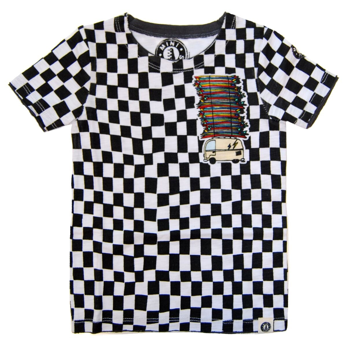 surf bus checkered tee