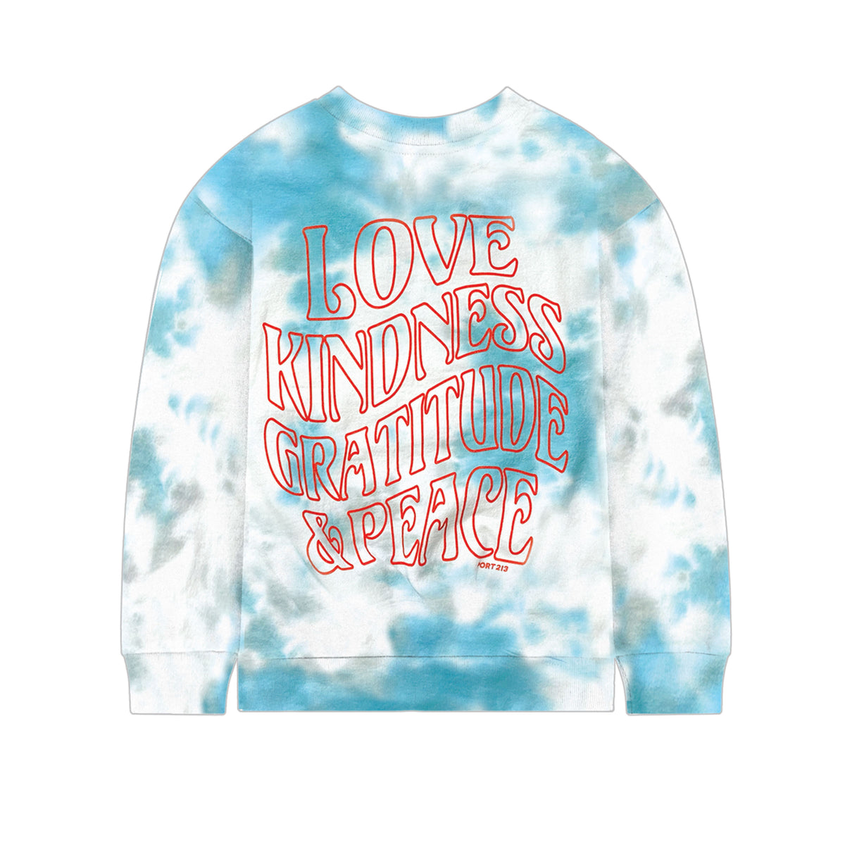 teal kindness tie-dyecrew neck sweatshirt