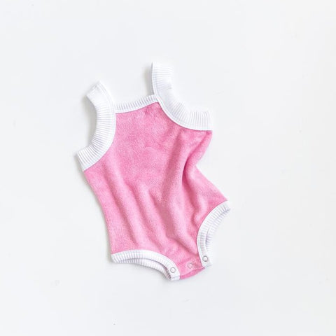 terry romper in pink