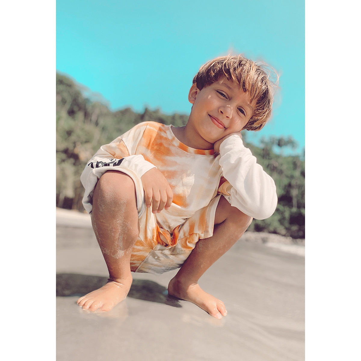 tie dye long sleeve shirt in orange