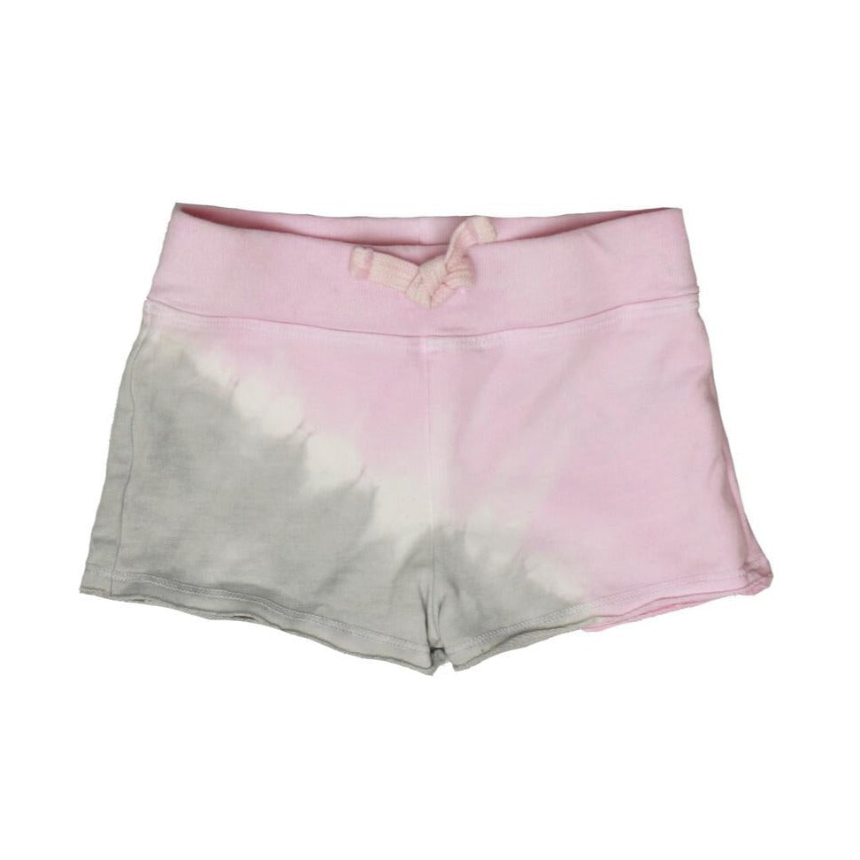 tie dye shorts in grey/pink tie dye