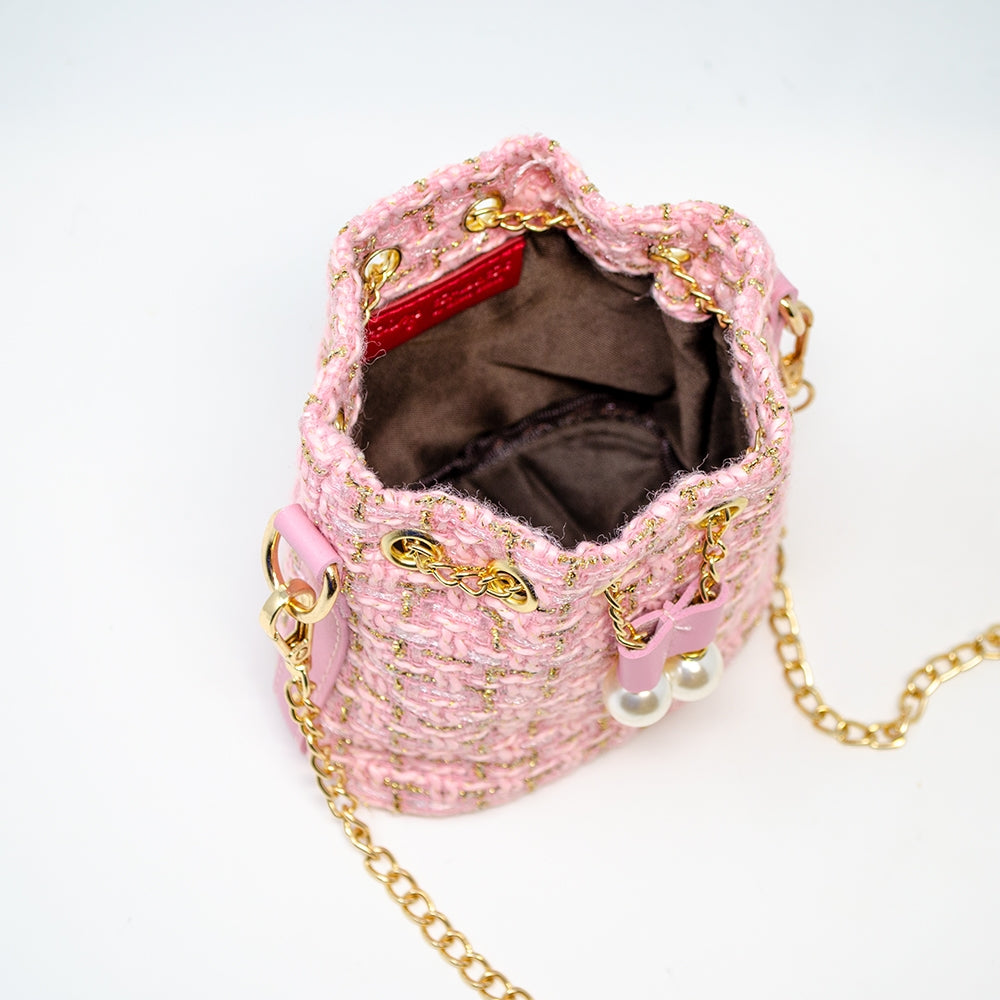 tweed drawstring bag