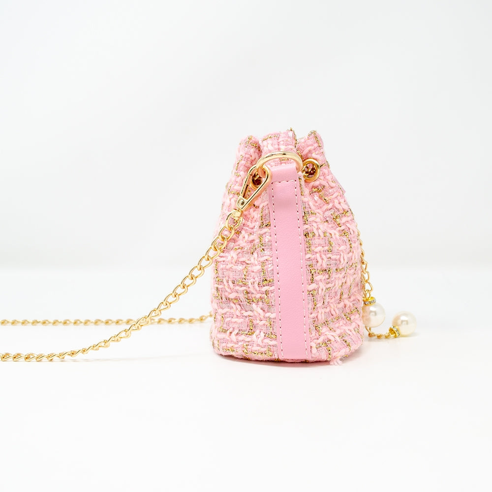 tweed drawstring bag