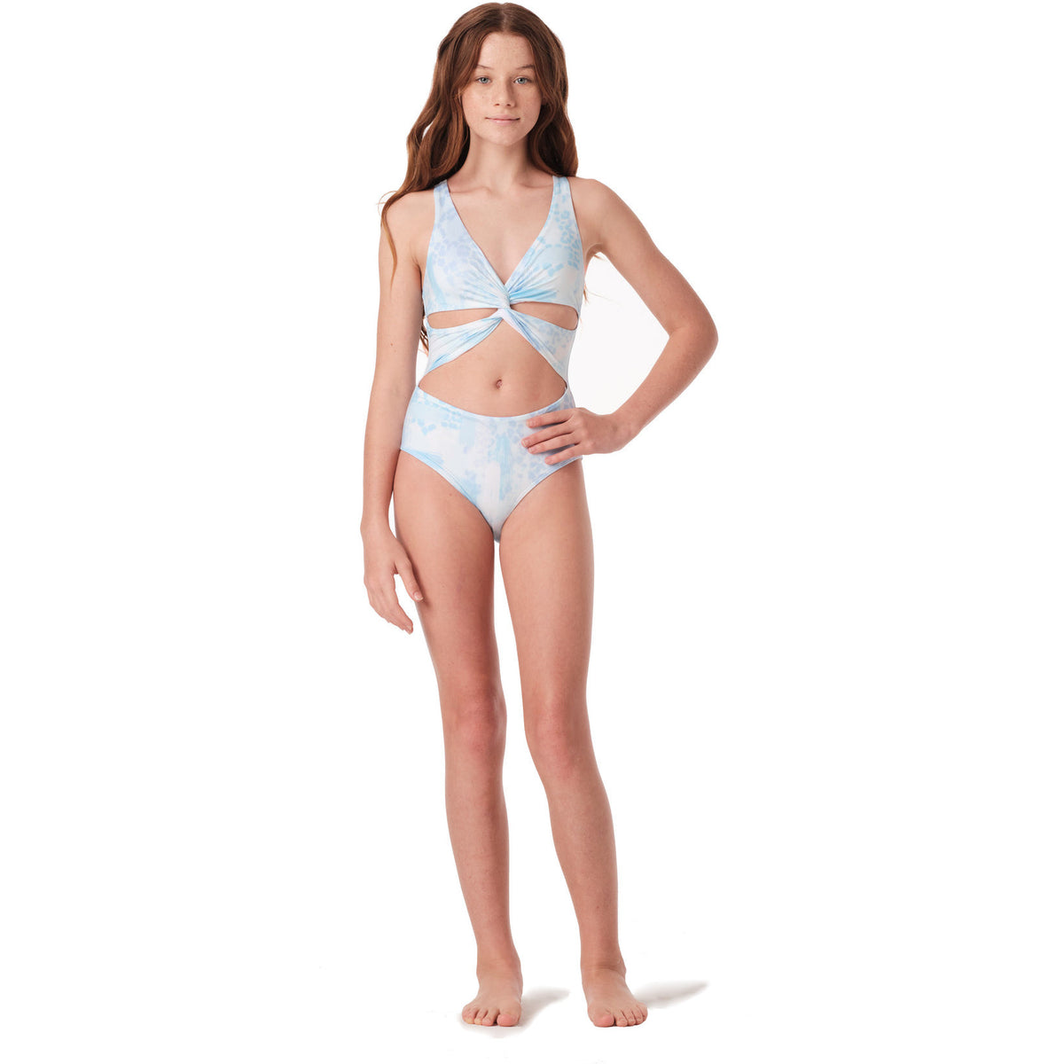 twisted suit in blue cheetah