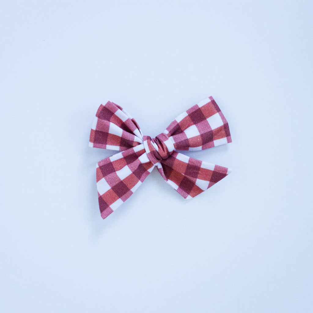 wanderlust and mayhem red gingham hair bow headband