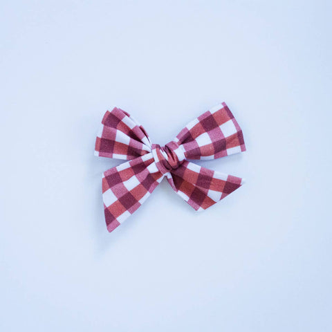 wanderlust and mayhem red gingham hair bow headband