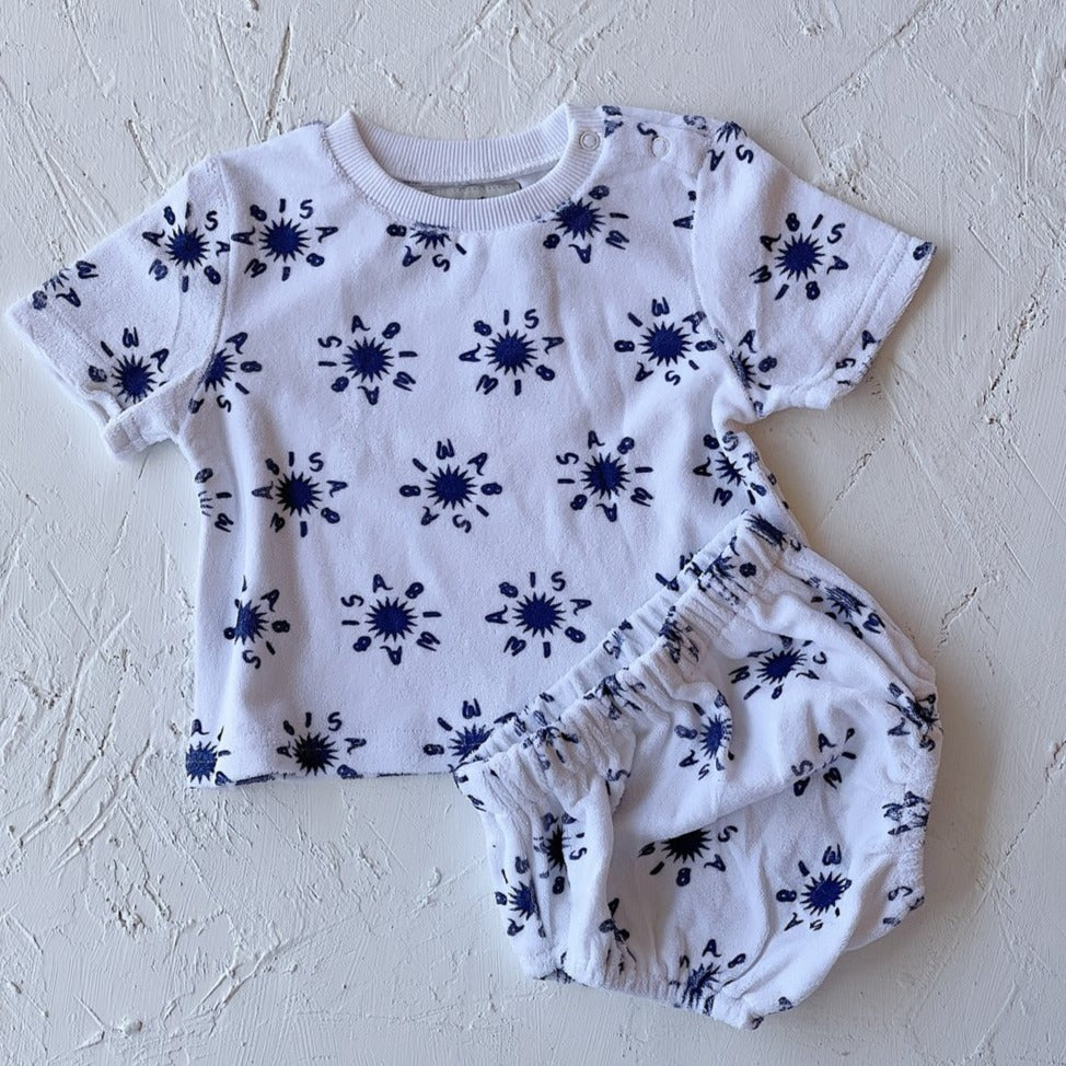 wasabi sun terry set in navy