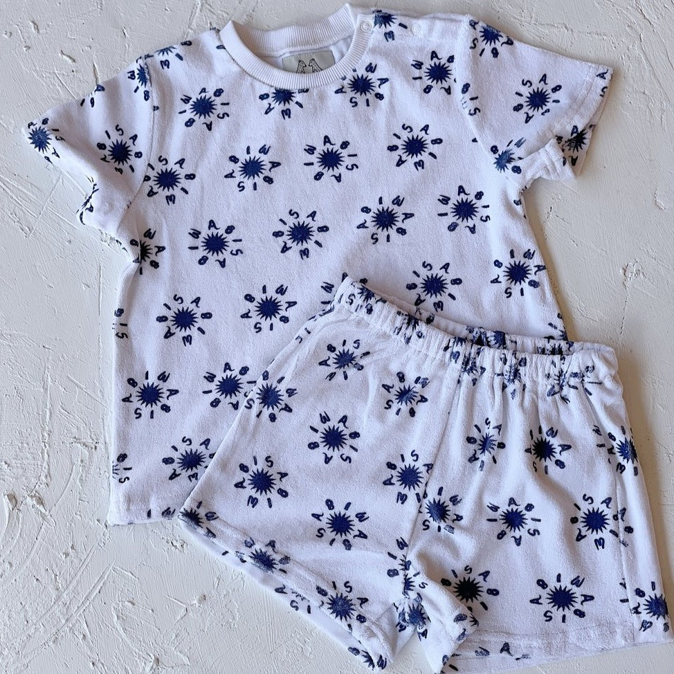 wasabi sun terry set in navy