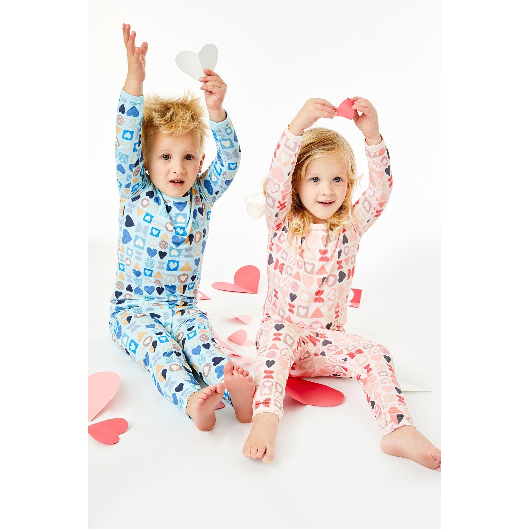 Long Sleeve Pajama Set - Hearts Pink