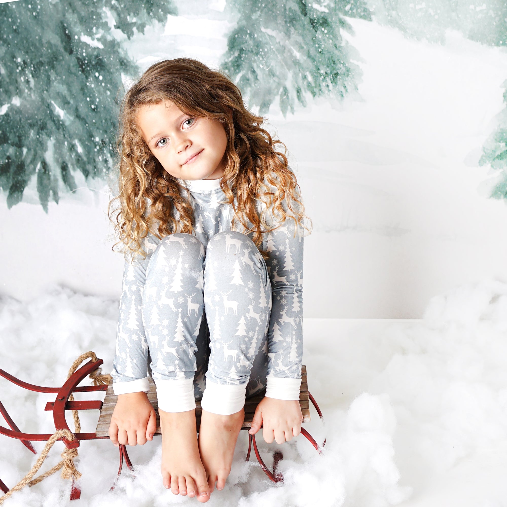 white christmas bamboo toddler pajama set