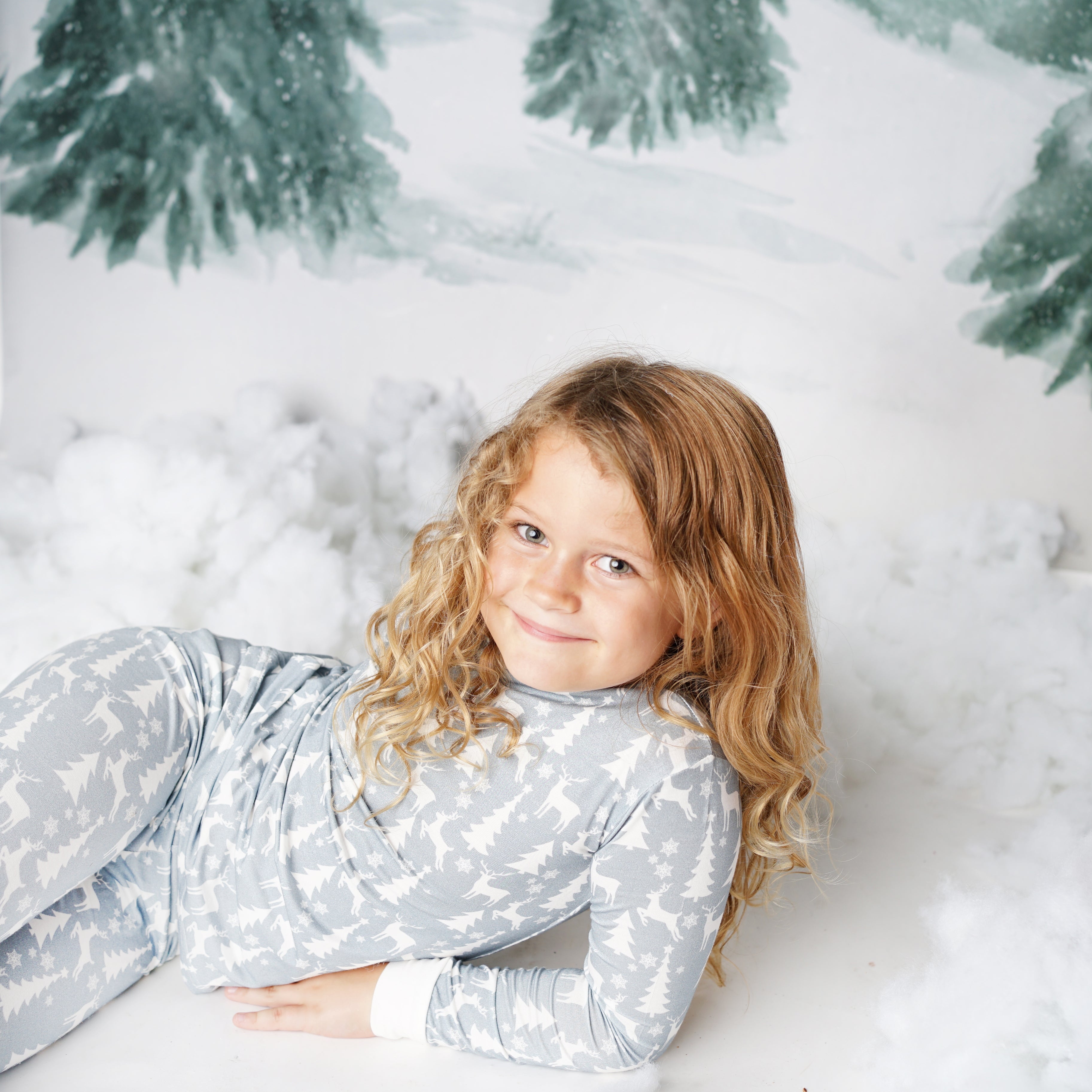 white christmas bamboo toddler pajama set