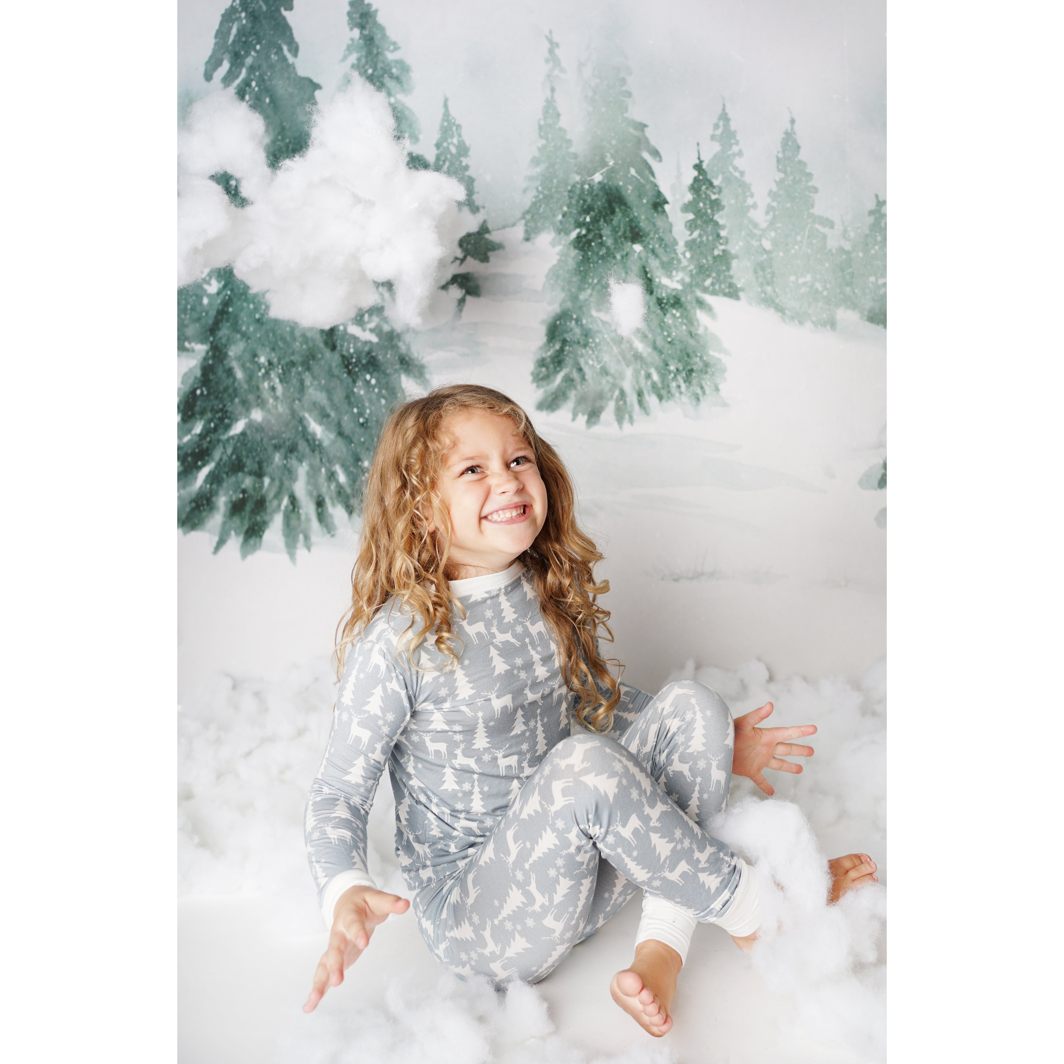 white christmas bamboo toddler pajama set