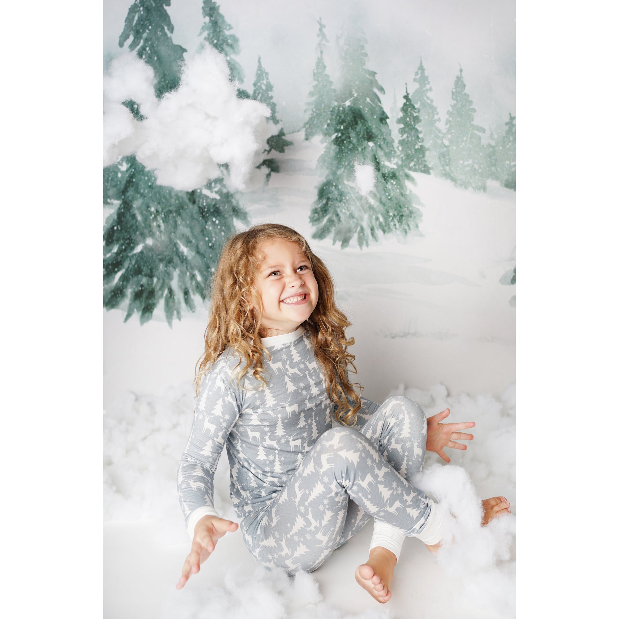 white christmas bamboo toddler pajama set