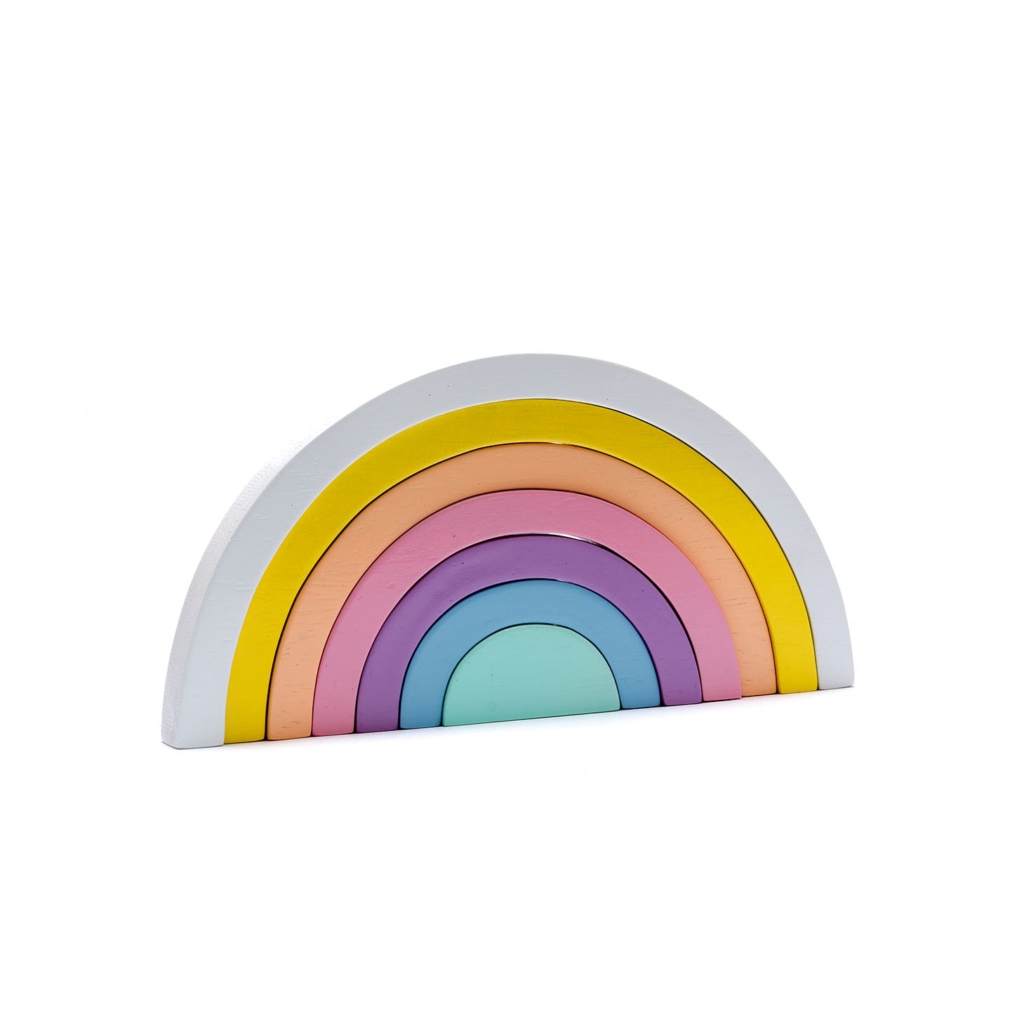 wood rainbow puzzle toy in pastel