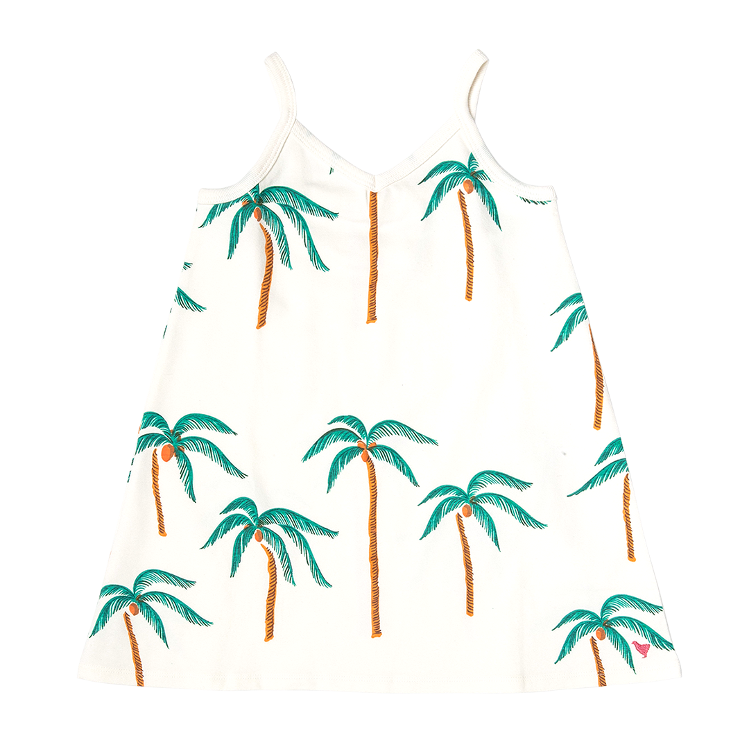 cream palm trees dress